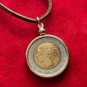 Italian Coin Pendant Necklace